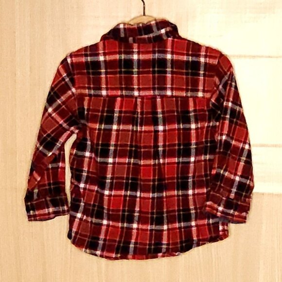 Osh Kosh B'gosh Toddler Boys Red Plaid Flannel Shirt 3T - Picture 2 of 5
